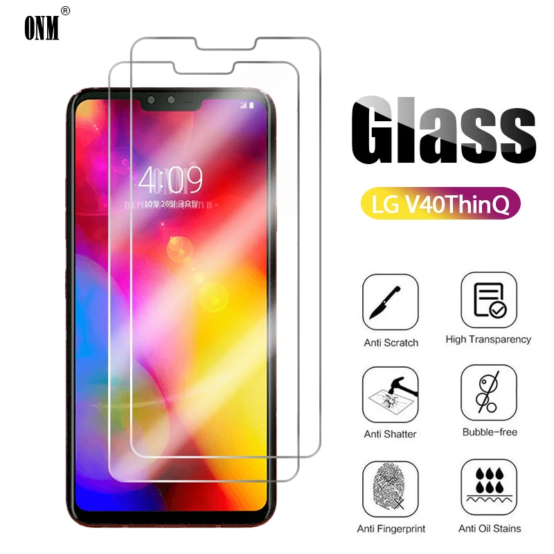 2 шт закаленное стекло для LG V40 ThinQ Защита экрана Защитная стеклянная