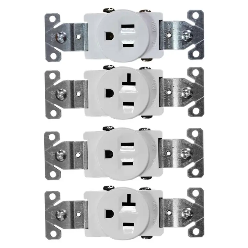 

15/20A 125/250V Wiring Single Receptacle Tamper Resistant Outlet Grounding White