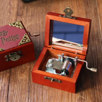 

Red Retro Philharmonic City Music Box Godfather Wood Music Box Festival Souvenir Gift