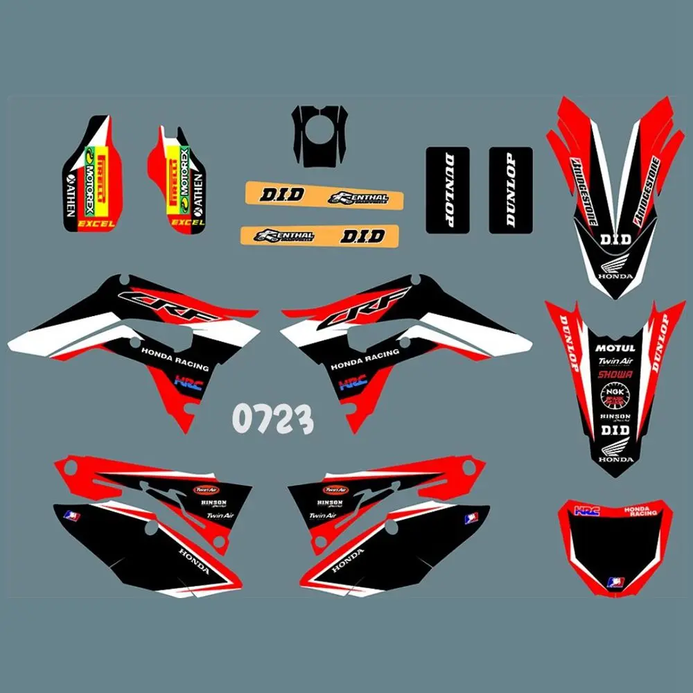 

New Full Graphics Decals Stickers Custom Number Name Glossy Bright Stickers Waterproof for HONDA CRF450R 2017-2019