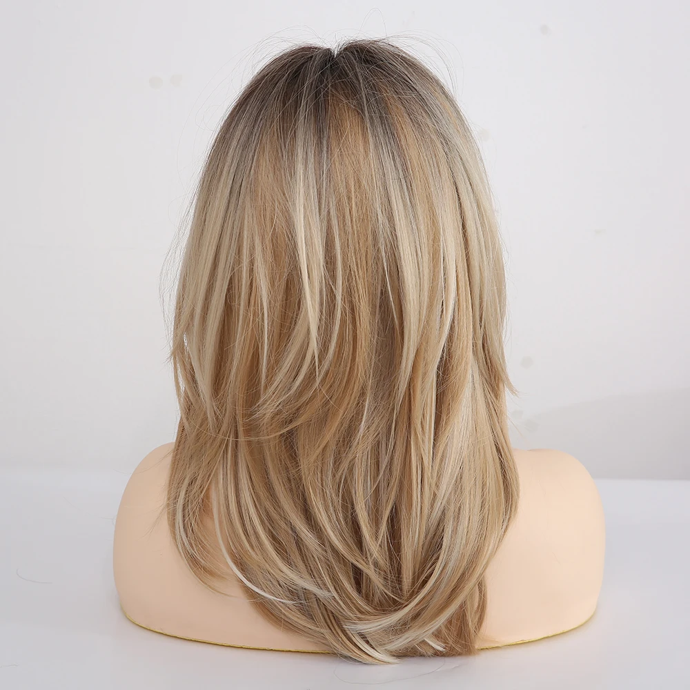 Comprar Pelucas sintéticas onduladas largas con flequillo para mujeres pelucas Cosplay afro americanas mixtas pelucas de fibra Natural marrón Natural resistente al calor