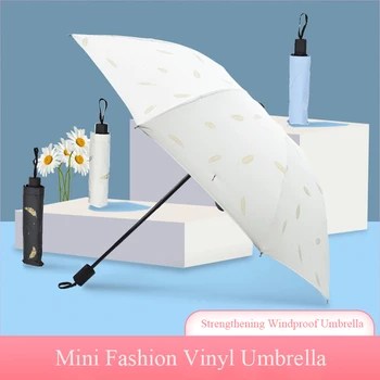 

Portable Folding Anti-UV Umbrella Rain Women Windproof Floral Umbrellas for Rainy and Sunny Day Black Coating Parasol