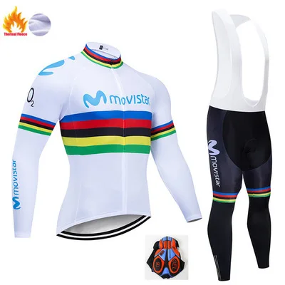 Movistar Pro team зимний теплый флисовый длинный комплект одежды, Мужская велосипедная майка, одежда для велоспорта, одежда для велоспорта