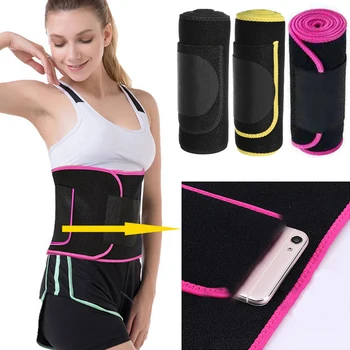 

Sports Sauna Sweat Fitness Shape Belts with Pocket Tummy Control Tightening Sweat Shaper Slimming Sheath Reduction Waistband
