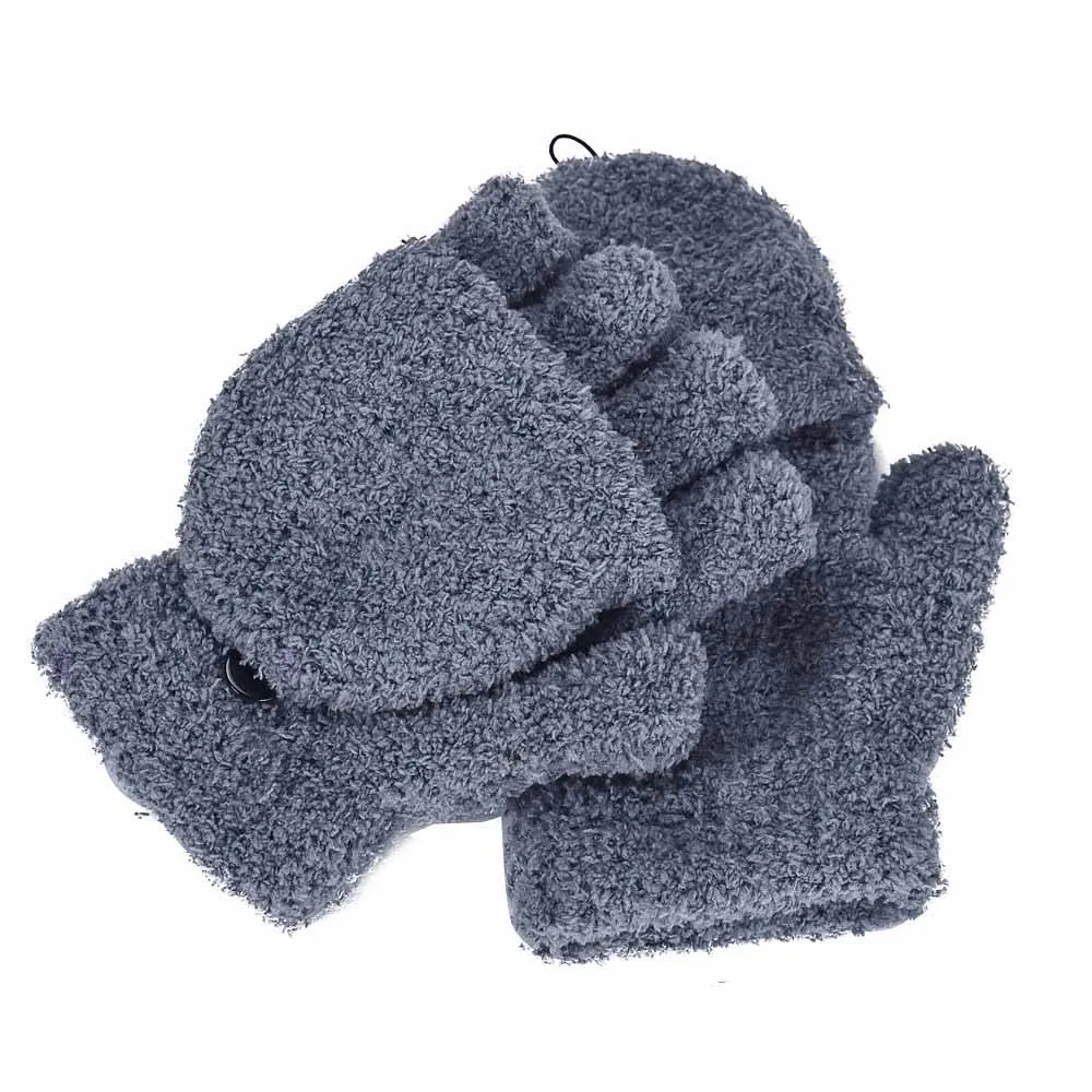 Детские зимние перчатки, Детские стильные вязаные перчатки для мальчиков и девочек, зимние детские теплые перчатки для детей 3-12 лет С Откидывающейся Крышкой, M840