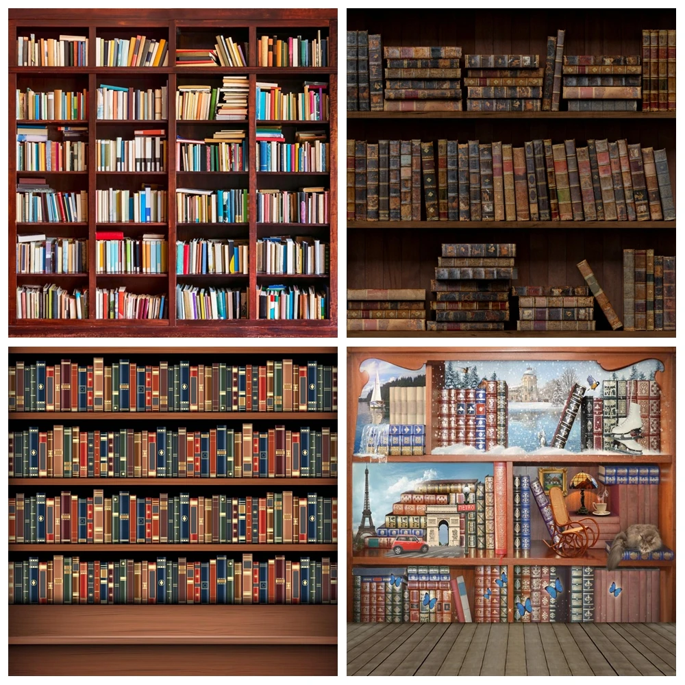 Фон для детской портретной фотосъемки с книжной полкой | Электроника