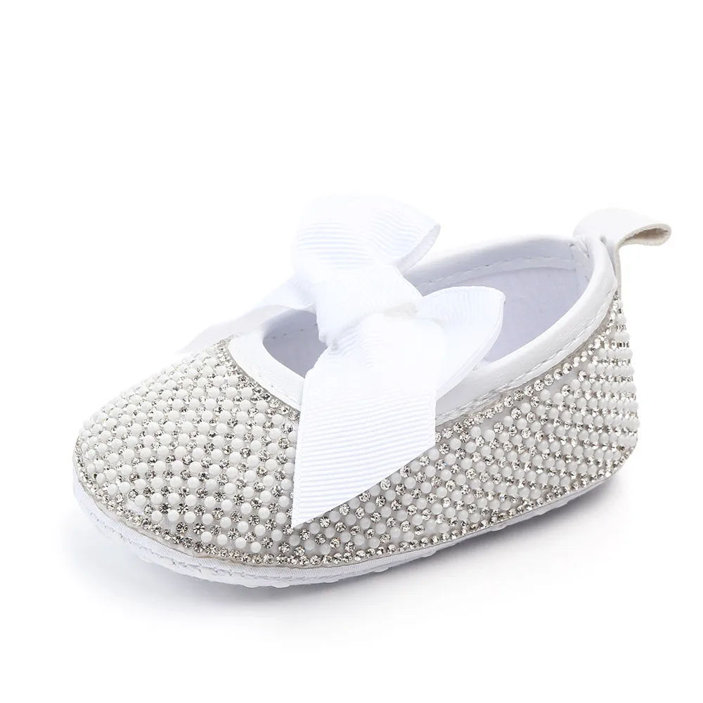 New Arrival Summer Baby Girl Shoes Bow Bling-bling Soft Sole Toddler Princess Dress Shoes 0-1 Year Old Infant Leather Shoes