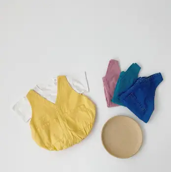 

2020 New Baby Girls Boys 2 Pcs Set T-Shirt+Denim Romper Summer Kids Suits 6-24 Month QA921