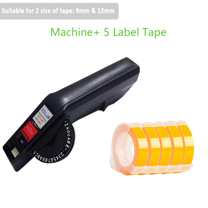 Embossing E-5500B motex Manual Label Printer with 5 tapes plastic lettering machine for 3D embossing 9/12mm label tape black | Компьютеры