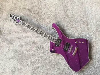 

Top quality QShelly custom purple Crack Mirror PS10LTD Ice man guitar white binding electric guitars musical instrument shop