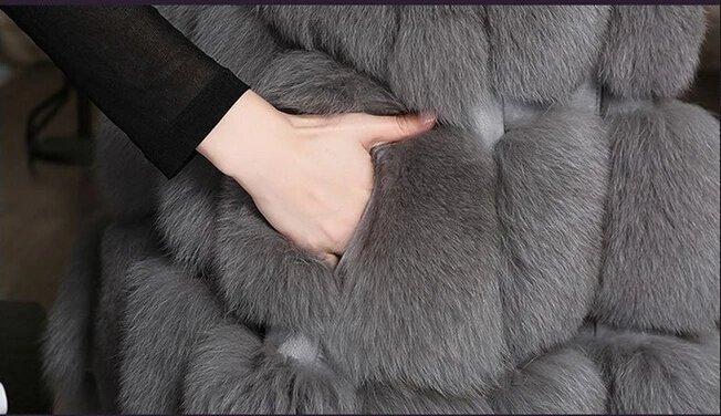 Зима 6XL женский зимний меховой жилет с капюшоном пэтчворк лисий мех Толстая теплая шуба искусственный мех жилет