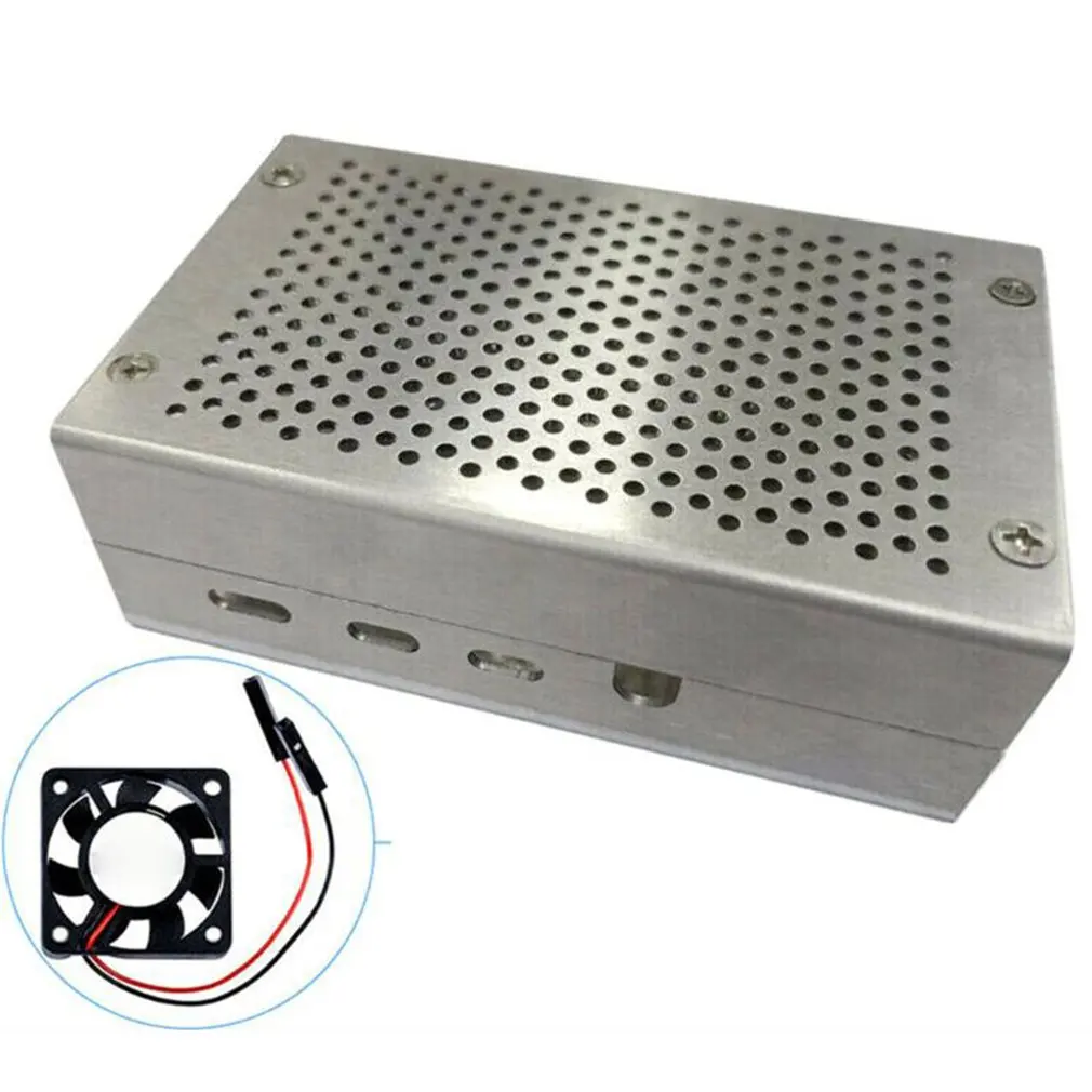 Для Raspberry Pi 4 алюминиевый корпус черный корпус Серебряная коробка металлический корпус для RPI 4 Модель B запасная ручка - Цвет: with fan