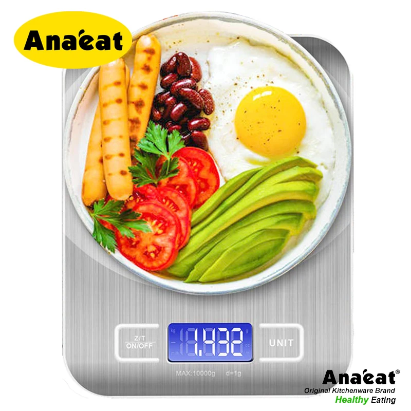 

ANAEAT 5KG/ Kitchen Scale Stainless Steel Weighing Scale Food Diet Postal Balance Measuring Tool LCD Electronic Scales