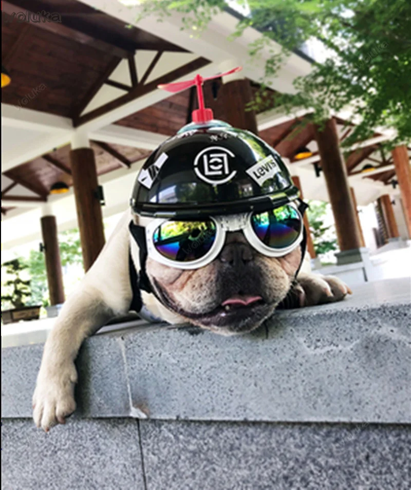 Pet cap шлем собака кошка красивый мотоциклетный мини-шлем Бамбук Солнцезащитные очки pet docoration CD50 Q04