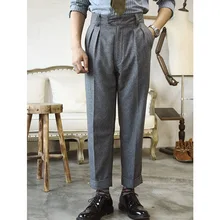 CK-0009 брюки в повседневном стиле мужские винтажные OG107 400 gsm 75% шерсть гурха брюки