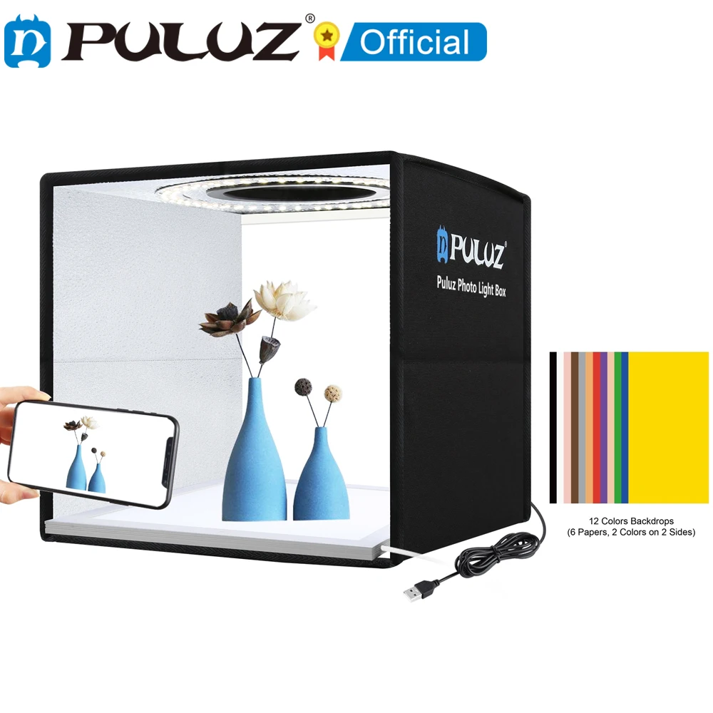 PULUZ 25 см Photo Studio светильник коробка с 12 Цветов фон мини Настольный светильник ящик софтбокс для фотосъемки съемки тента кольцевой светильник|Оборудование для предметной фотосъёмки| | АлиЭкспресс