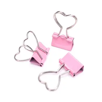 

New Romantic Pink Color Metal Clips Notes Letter Heart Shape Clip School Office Supplies 6pcs