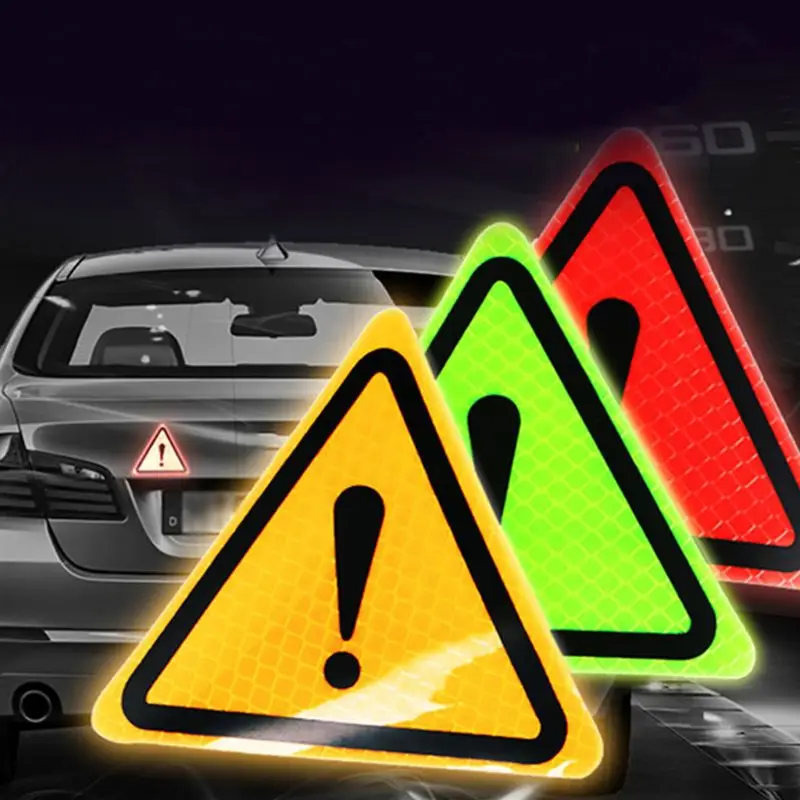 Venta caliente Universal pegatinas reflectantes para coche carrocería motocicleta triángulo etiqueta de advertencia