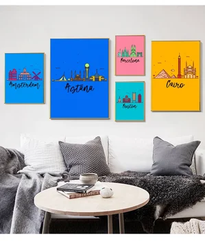 

Amsterdam Astana Barcelona Boston Cairo Chicago Delhi Dubai Istanbul London Pop City Poster Art Canvas Painting Room Decor
