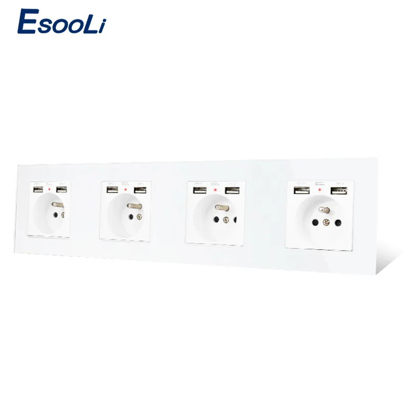 Золотая настенная Хрустальная панель Esooli 4 клавиши электрическая розетка с