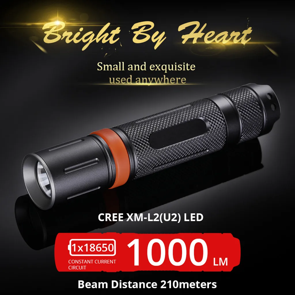 Mini LED Household Flashlight Torch10W 1000Lumens for Outdoor Camping Travel#W