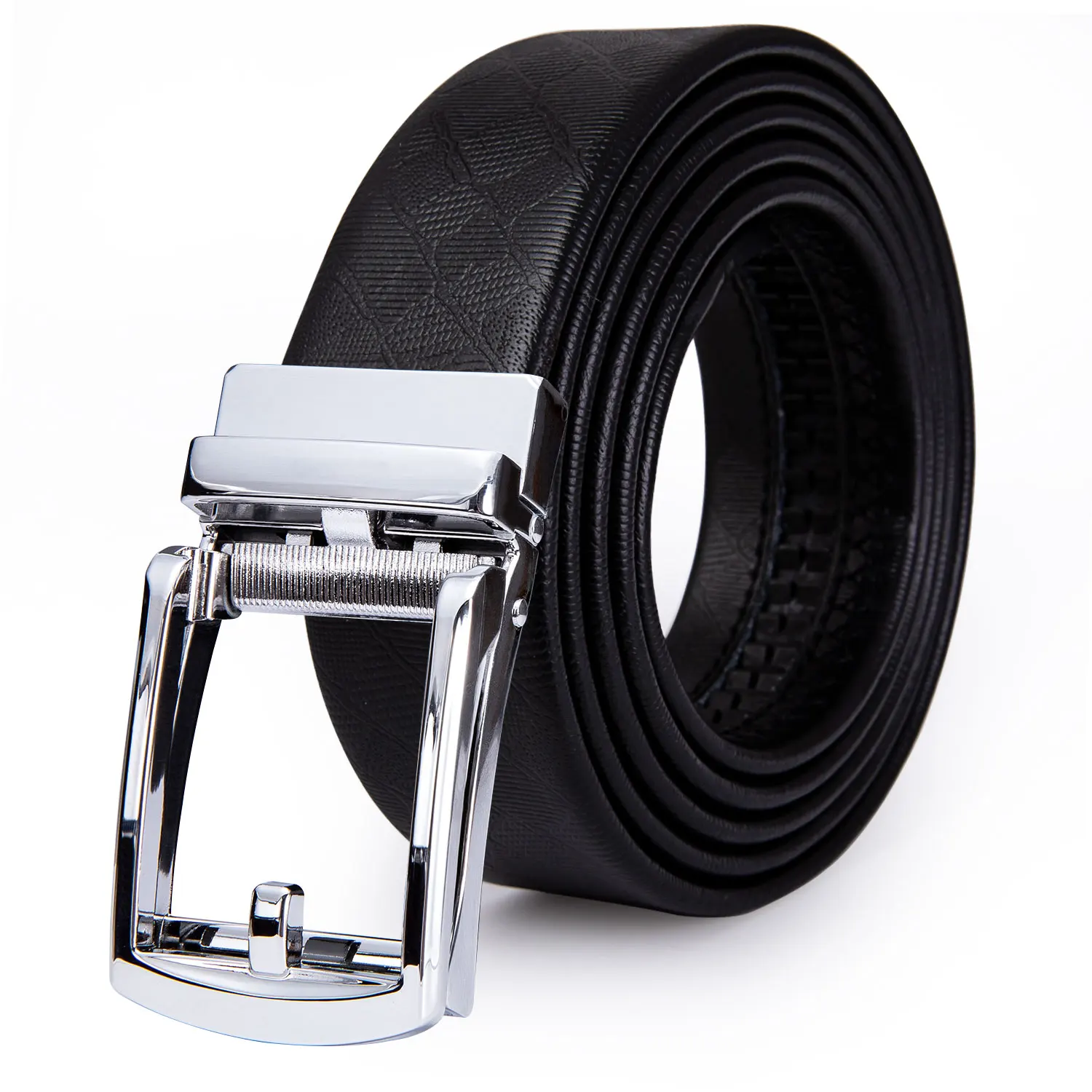 

PD-2123 Famous Brand Men's Belt for Men Waist Sliver Buckle Cow Genuine Leather Luxury Belt Black Automatic Buckle Belts Fashion