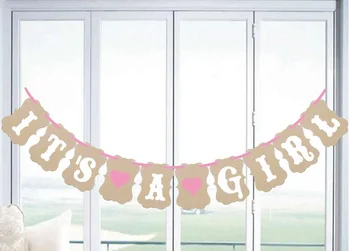 

IT'S A Girl BOY Baby Shower Birthday Party Banner Kraft Paper Props Flag