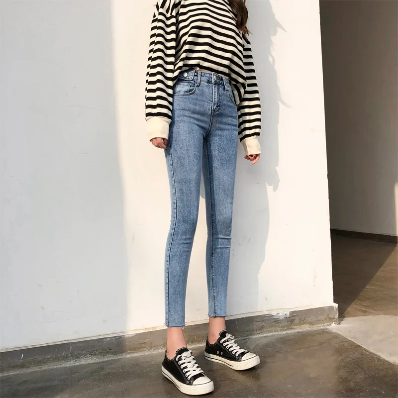 Jeans Woman High Waist Skinny Elastic Feet Slim Pencil Ankle-Length Pants Jeans Women 2020