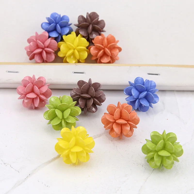

2 pcs 2019 vintage fresh and simple resin three-dimensional flower beads pendant dangle drop earrings diy jewelry accessories