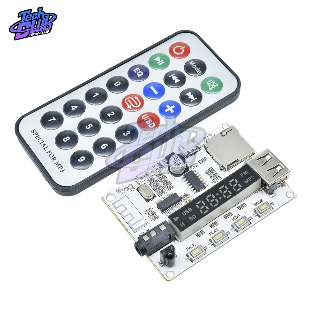 

Wireless Bluetooth Digital LED Display FM MP3 Decoding Board TF Micro SD Card Audio Sound Module with Infrared Remote Controller
