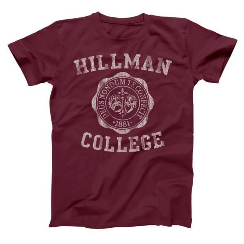 HILLMAN COLLEGE EMBLEM T-shirts Men/Women Tops Tees Print T shirt Men loose T-shirt Homme Fashion Tshirts Plus Size XS-3XL