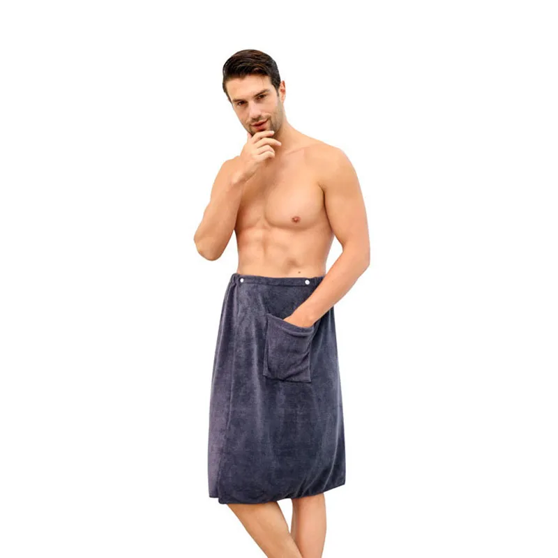 Lovrпутешествия мужские летние халаты стрейч талии белые банные полотенца из микрофибры полотенце банная юбка многоцветный супер впитывающий Халат - Цвет: Темно-серый