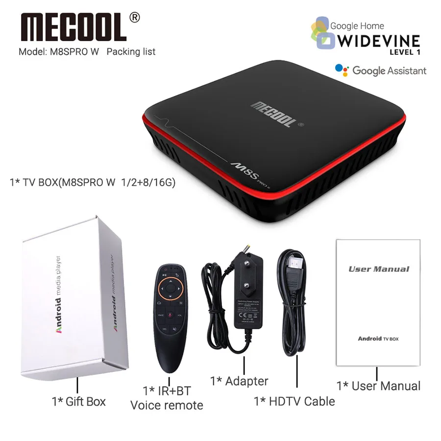 MECOOL M8S Pro Smart tv Box Android 7.1.2 с инновационным голосовым пультом дистанционного управления Amlogic S905W 2 Гб 16 Гб медиаплеер HD 4K телеприставка