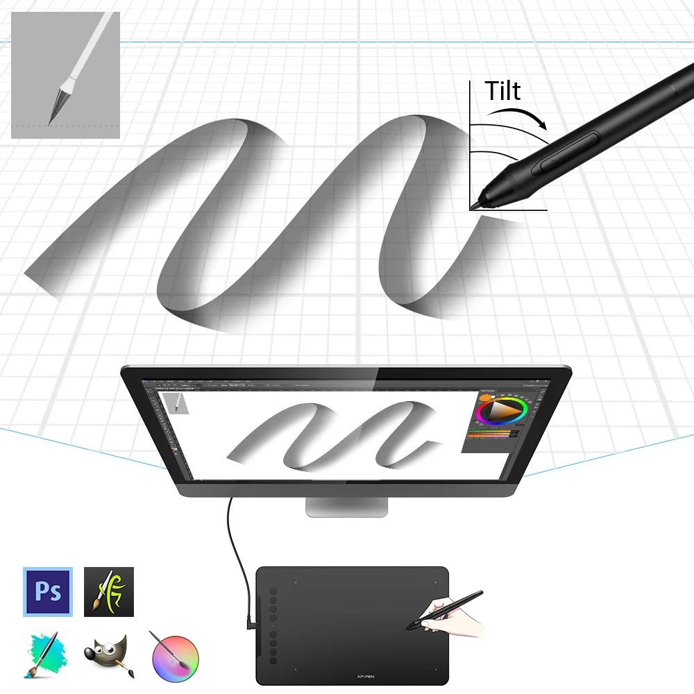 XP-Pen Deco 01 V2 Графический Цифровой Планшет с наклоном для Android и 8 клавиш быстрого доступа(8192 уровней давления) для начинающих