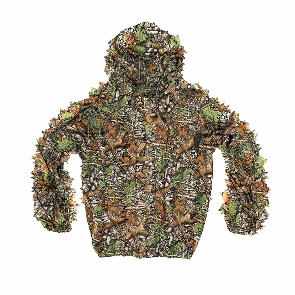 Камуфляжный костюм для Ghillie, камуфляжная одежда с 3D листьями, легкие костюмы-лесные поля, джунгли, травяные тренировки-дышащие