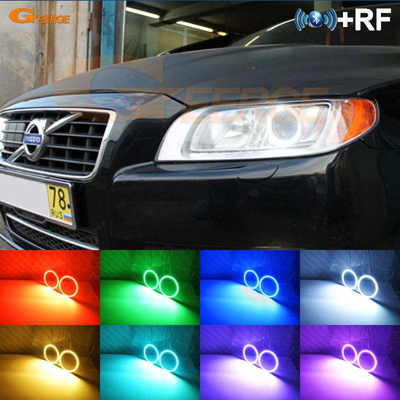 

For Volvo S80 S80L 2012 2013 2014 2015 Excellent Angel Eyes kit Multi-Color Ultrabright 7 Colors RGB LED Angel Eyes Halo Ring