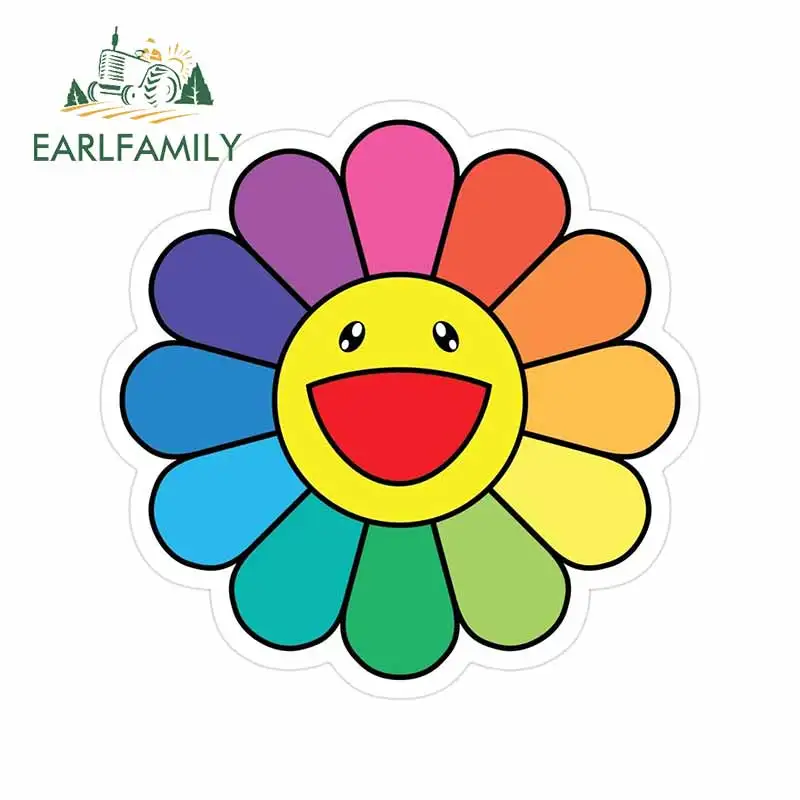 EARLFAMILY 13 см x для Takashi Murakami Happy Flower JDM виниловые наклейки на машину материал наклейка