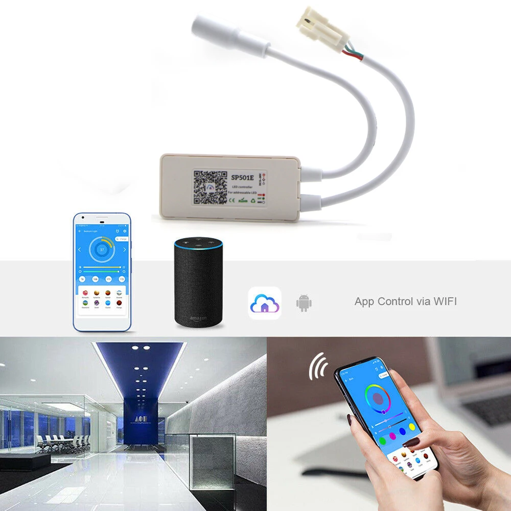 SP501E светодиодный Wifi светильник WS2812B SK6812 Управление Адресуемых RGB полосы Alexa Smart SPI