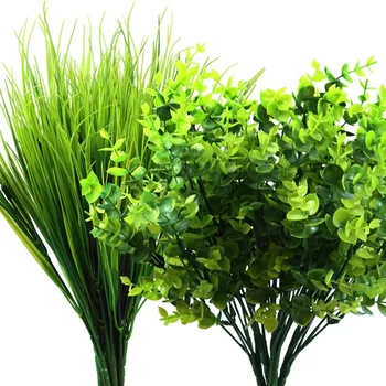 

16 Pieces of Artificial Fake Plant Plastic Plant Set for Indoor and Outdoor Home Garden Decoration
