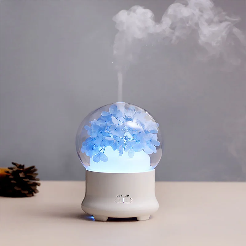 Mini Air Humidifier Preserved Fresh Flower Essential Oil Aroma Diffuser Ultrasonic With Changing Night Light | Бытовая техника