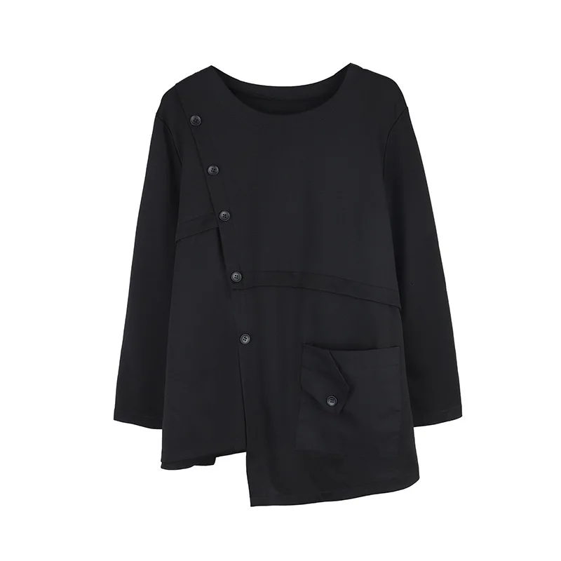long sleeve T Модная новинка, осенняя и зимняя женская мода, стиль, круглый вырез, полный рукав, сплайсированный пуловер, толстовка, WJ55511L - Цвет: long sleeve T