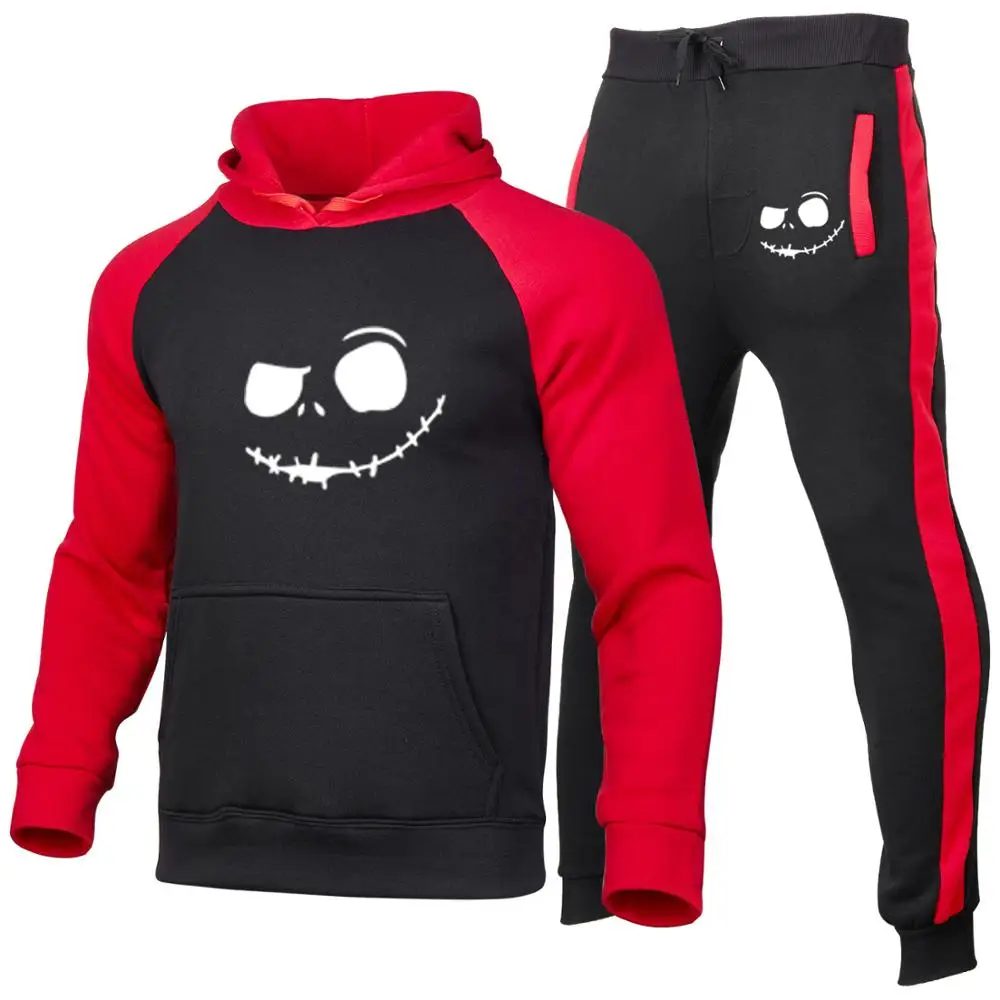 

Winter Men's Suit Warm Thick Hooded Jacket + Pants 2-piece Set Men's Cashmere Sweatshirt Sportswear Printed Sports Suit