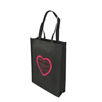 

500pcs/lot Premium Black Non Woven Shopper Storage Bag with Custom Company Logo for Wedding Promotion Trade Show Free Shipping