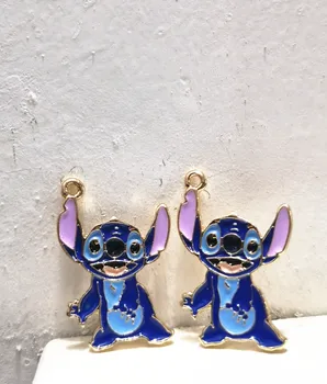 

New 20pcs/50pcs/100pcs Cartoon stitch DIY Key chain Metal Charm Pendants Jewelry Making DIY gifts