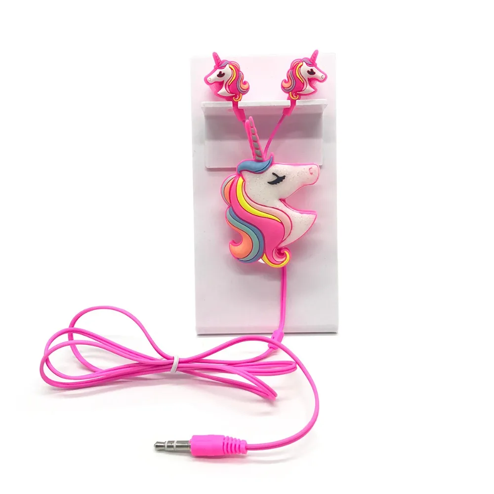 Colorful Unicorn Wired Headphones With Cable Organizer