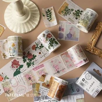 

Vintage Wide Washi Tape Retro Masking Tape Journal Supplies Kawaii Adhesive Tape Planner Decorative Cute Masking Tape
