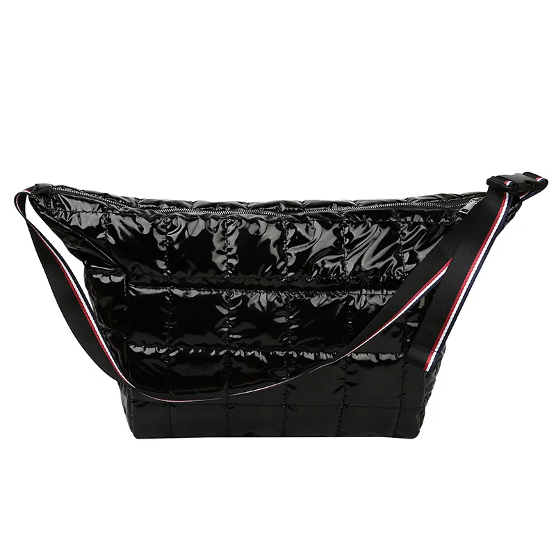 Новинка, зимняя роскошная сумка, Женская Хлопковая Сумка, дизайнерская сумка, модная вместительная сумка через плечо - Цвет: Черный