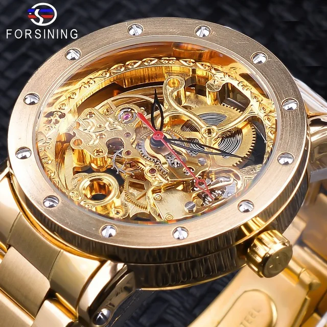 

New Products Hot Selling forsining Retro Gold Watch Mechanical Wrist Watch Men's Fashion Waterproof Automatic Machine Watch
