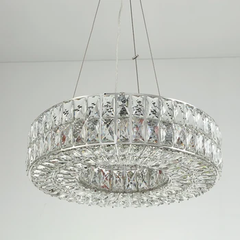 

Modern Chrome Chandelier Lighting Round Ring Dining Room Living Room Bedroom Hanging Lamp Light Fixtures Stainless Steel E14 AC