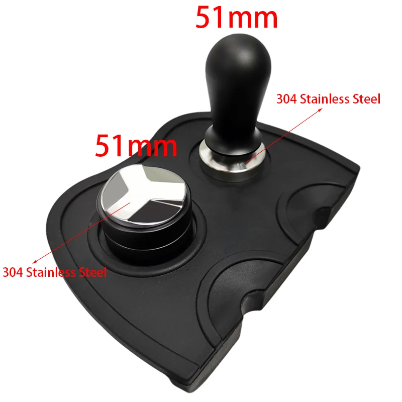 51mm 304 Stainless Steel 3 Angle Coffee Tamper and Flat Coffee Tampers With Double Coffee Mat